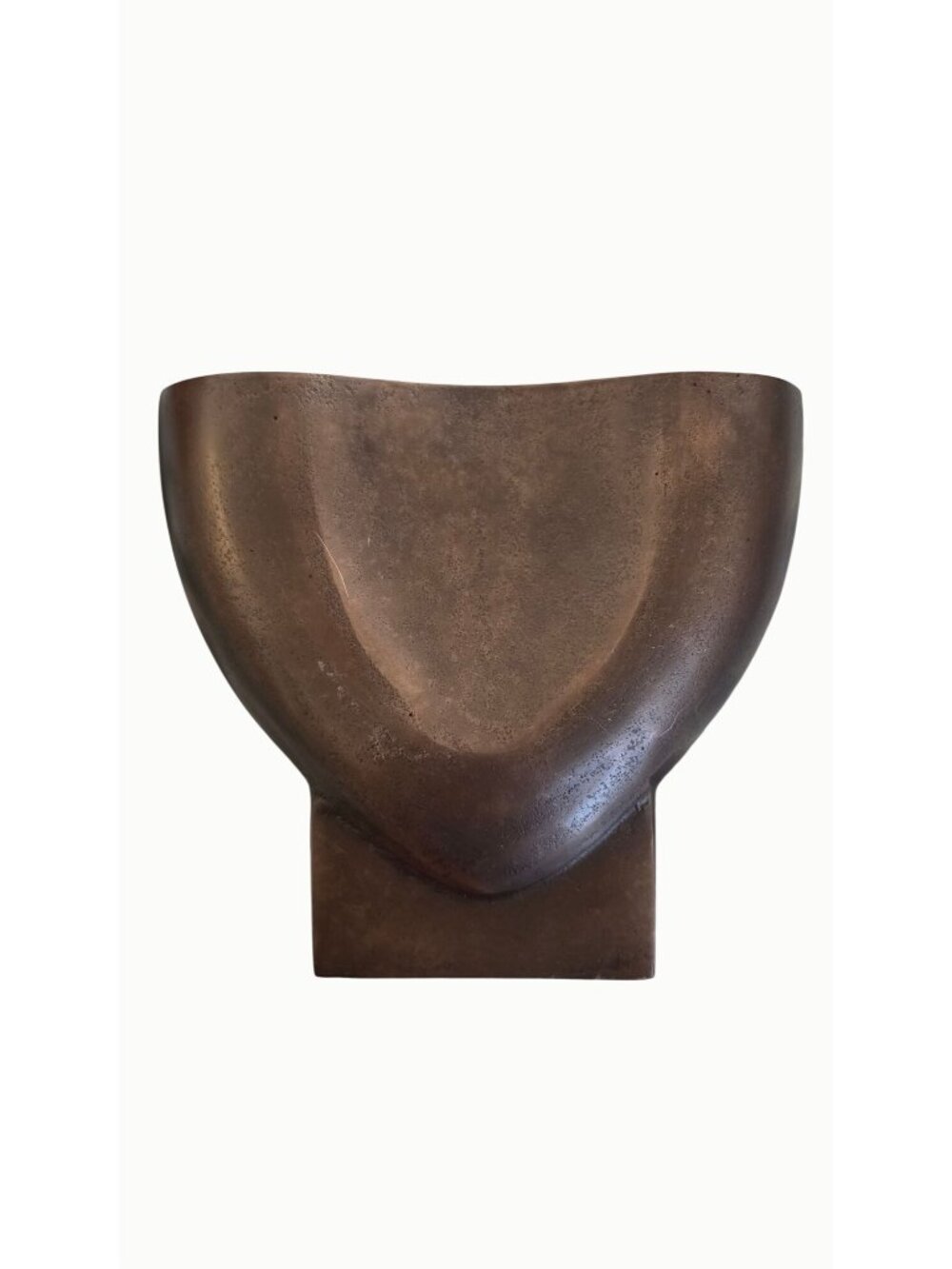 World Market Bronze Metal Abstract Pinched Vase Iron Modern Minimalist 9.5"